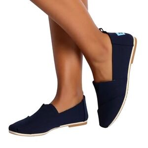 TOMS Alpargata PNavy Canvas Women's Flats Shoes Size 6